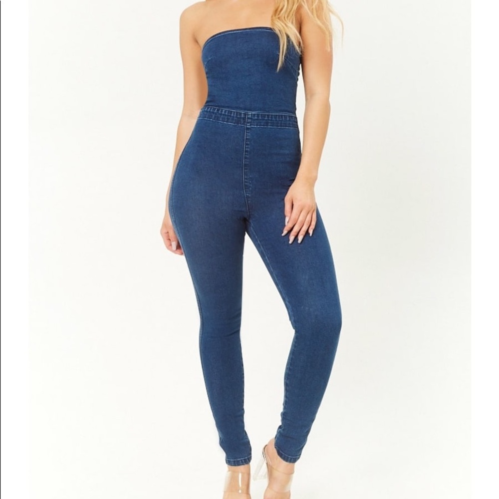 NWT Skinny Denim Tube Jumpsuit